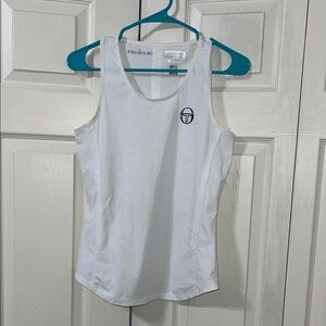 Sergio Tacchini by Johanna Ho White Tank Top with Logo.  CONT C